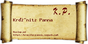 Kránitz Panna névjegykártya